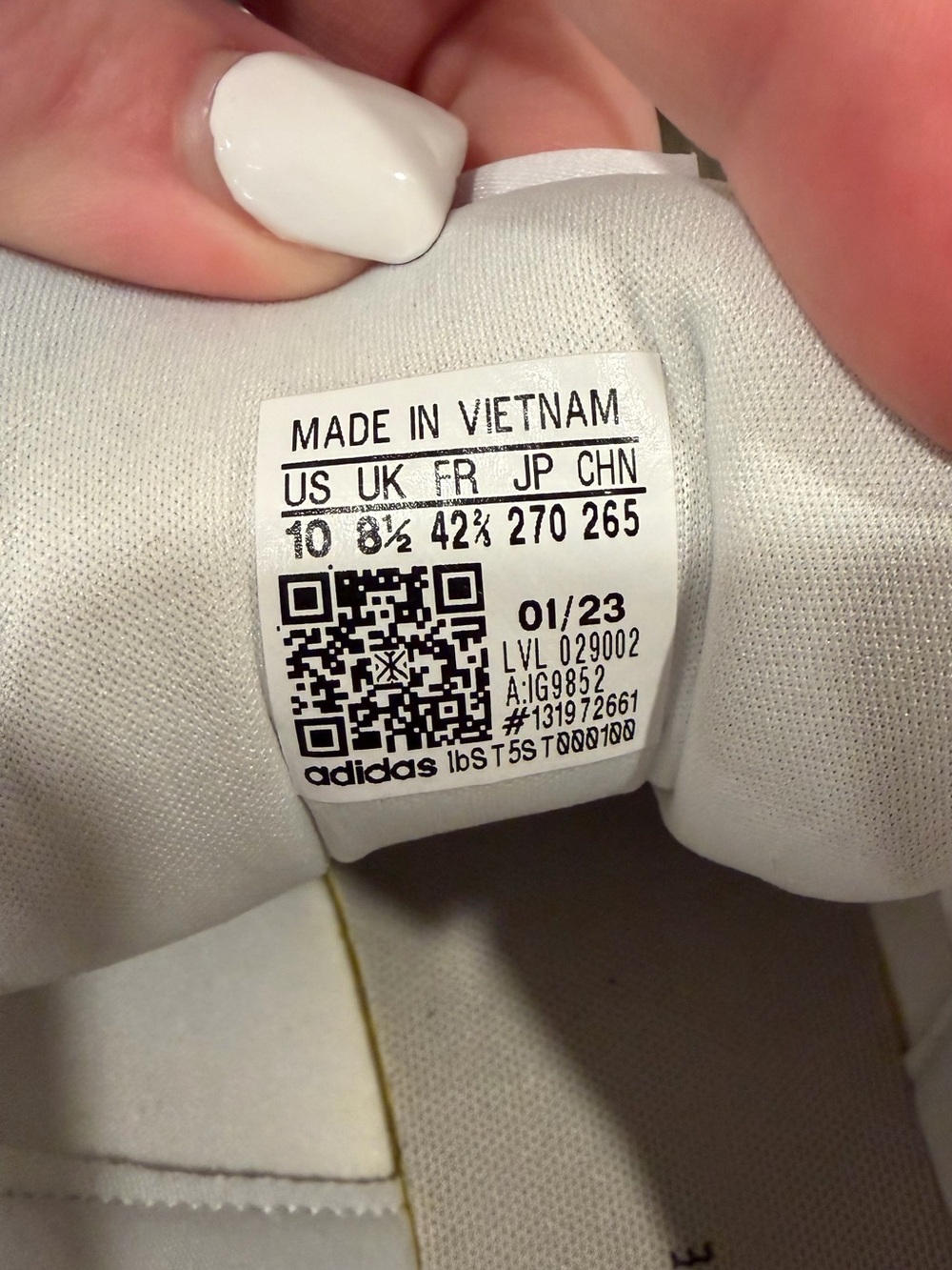 adidas White Athletic Sneakers with Light Gray Heel Accent - Picture 7 of 7